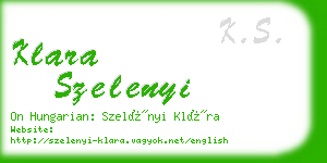 klara szelenyi business card